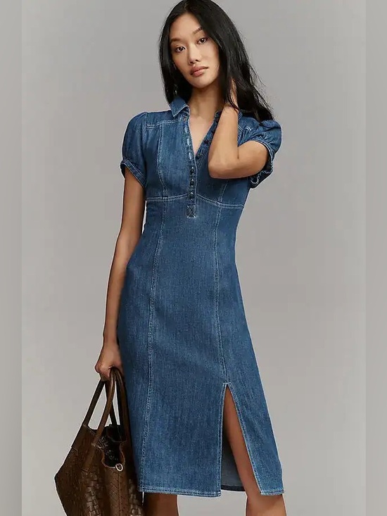 Pilcro Dresses & Skirts - NWOT Pilcro Anthropologie Rebekah Denim Slim Midi Dress